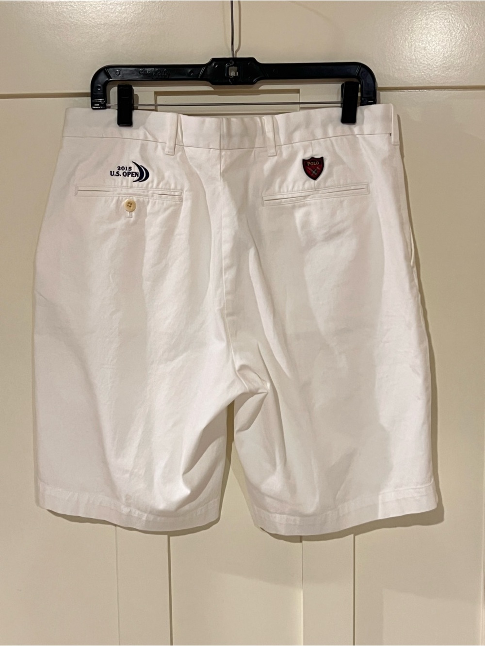 Polo Golf Ralph Lauren Chino Shorts 2015 U.S. Open Logo On Back White Size 33